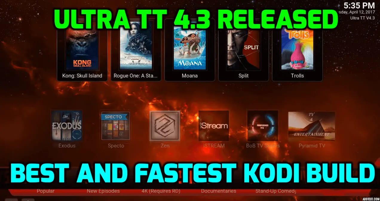 ultra tt 4.3 released kodi 17 krypton build amazon firestick